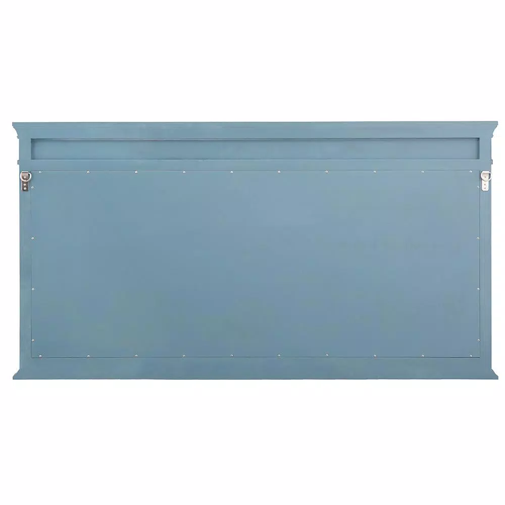 Home Decorators Collection Cailla 60 in. W x 32 in. H Rectangular Framed Bathroom Vanity Mirror - Distressed Blue Fog