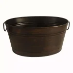 Unbranded Oval Beverage Bin in Oil Rubbed Bronze, Rustic Steel Ice Bucket & Planter thumbnail 1