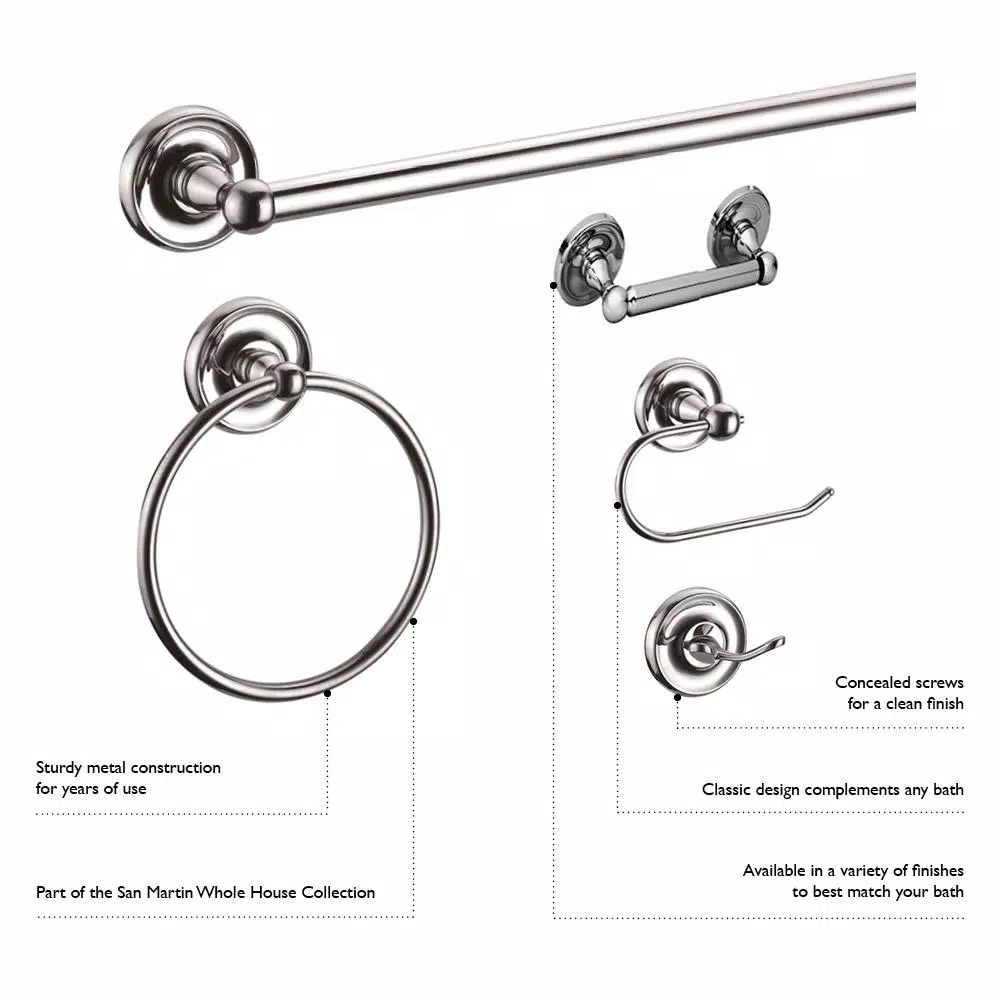 Design House San Martin 4-Piece Bathroom Hardware Accessory Kit, Satin Nickel
