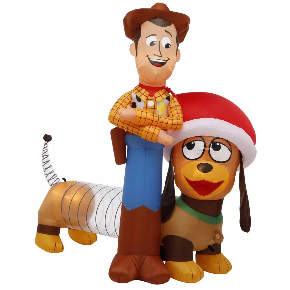 Disney Pixar Toy Story Woody and Slinky 5.6 ft. Pre-lit Inflatable Airblown Holiday Scene