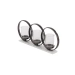 LITTON LANE Modern 3-Light Candle Holder with Black Aluminum and White Marble Base thumbnail 2