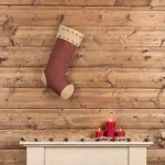 VHC Brands 20 in. Jute Burlap Poinsettia Christmas Stocking - Red Tartan Plaid & Rustic Decor thumbnail 3
