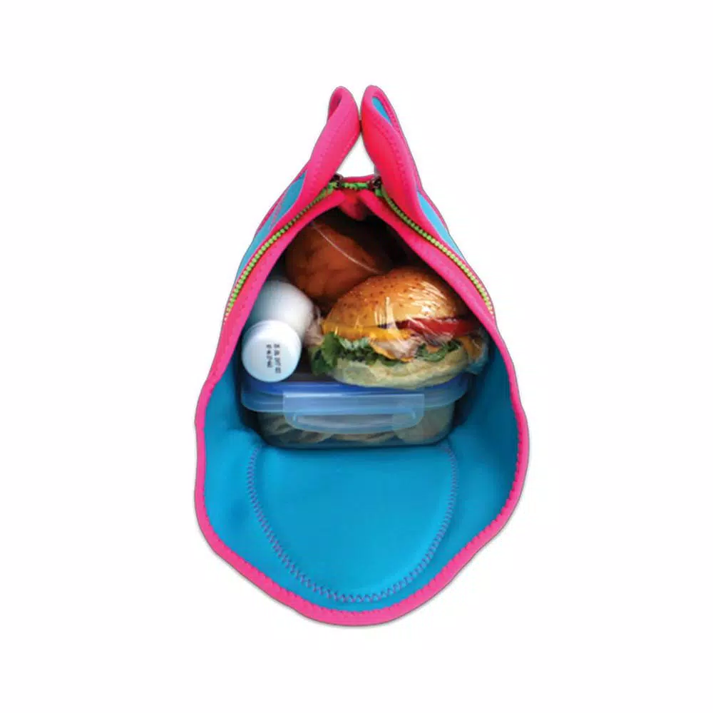 FLATBOX Light Blue and Pink Neoprene Lunch Bag and Placemat Set