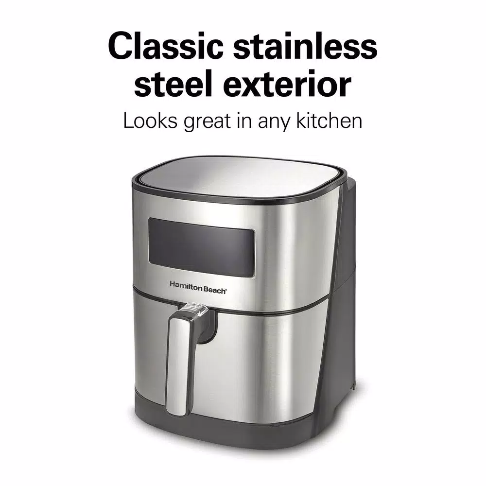 Hamilton Beach 5.3 Qt. Digital Air Fryer, 1700W Stainless Steel with 8 Presets