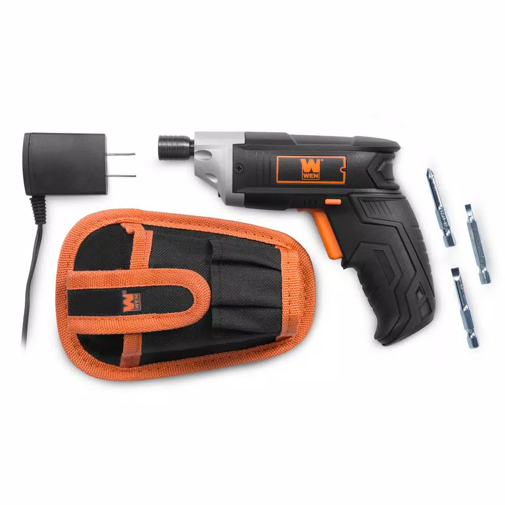 WEN 3.6V Cordless Electric Screwdriver with 1/4 in. Quick Release Chuck, Bits, and Belt Holster