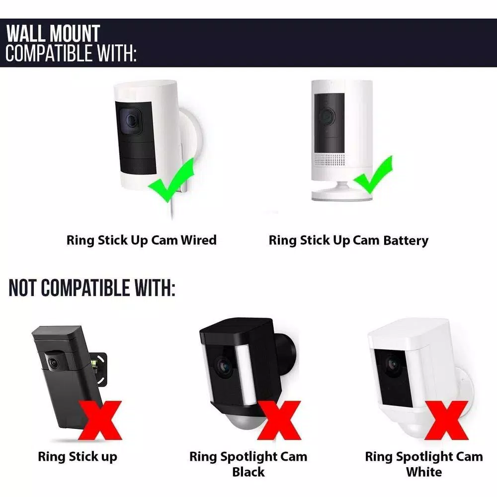 Wasserstein Adjustable Metal Wall and Ceiling Mount for Ring Stick Up Cam Battery and Wired