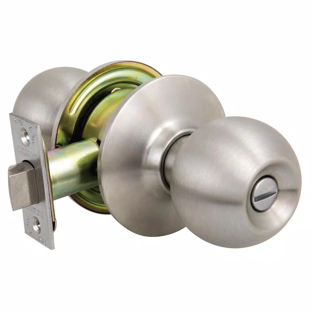 US Lock 2010 GR2 Privacy Ball Door Knob, US32D Brushed Stainless, 2-3/8 in. Backset