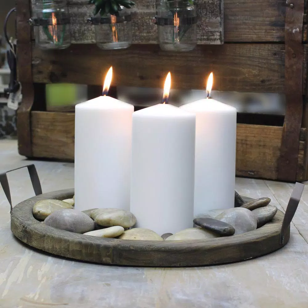 Stonebriar Collection Stone Briar 6 in. White Unscented Paraffin Pillar Candles, Set of 6