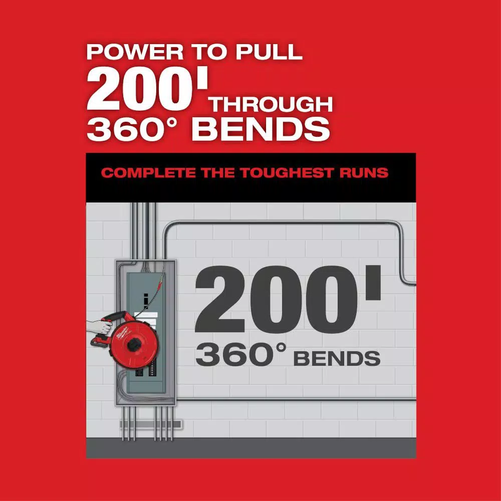 Milwaukee M18 FUEL Angler 240 ft. Steel Pulling Fish Tape Kit with (2) 2.0 Ah Batteries & Charger