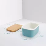 Sweese Large Porcelain Butter Dish with Beech Wood Lid - Turquoise thumbnail 2