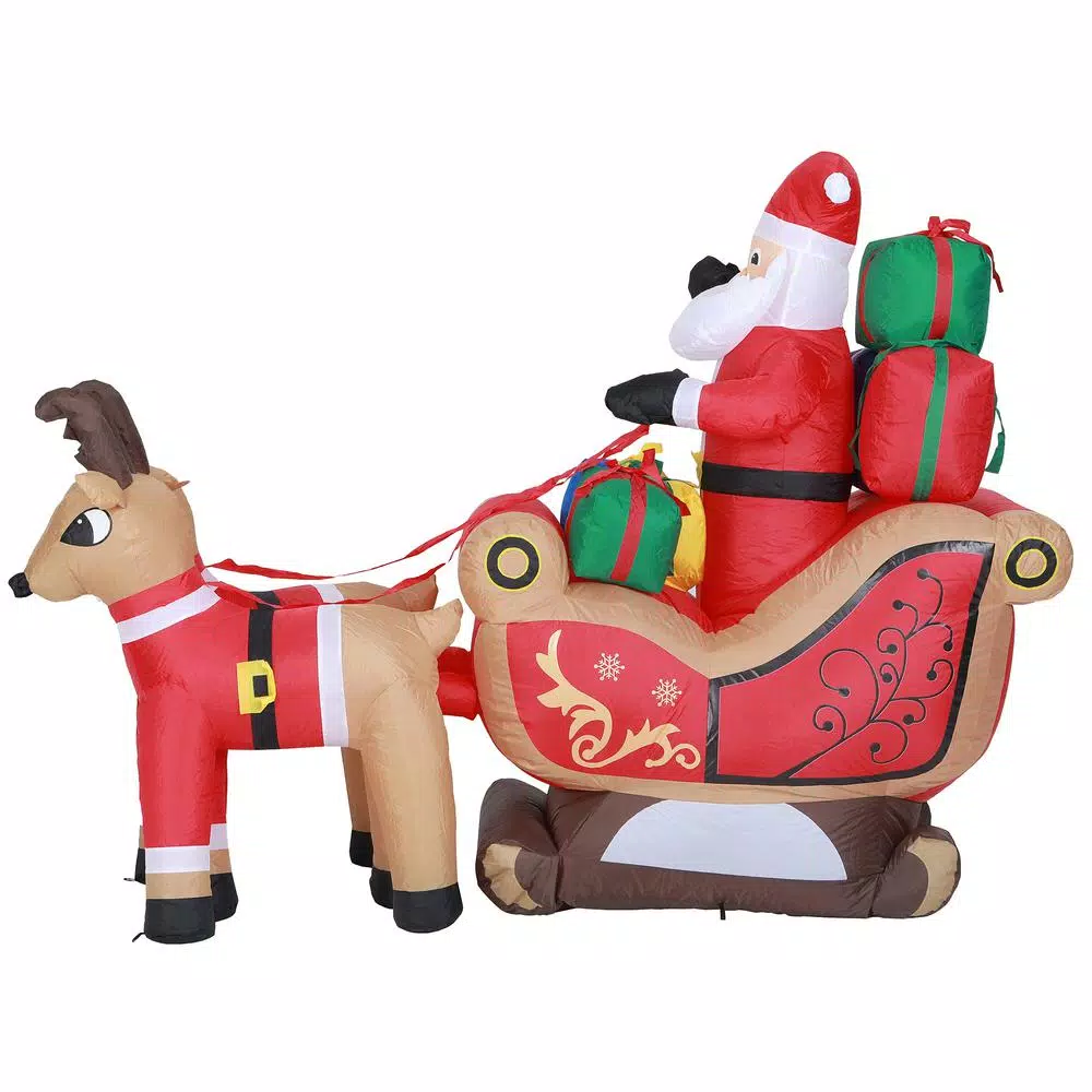 Luxen Home 7 ft. Santa and Sleigh Inflatable with LED Lights