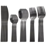 Megachef Cravat 20-Piece Matte Black Flatware Set, 18/10 Stainless Steel Silverware Service for 4 thumbnail 4