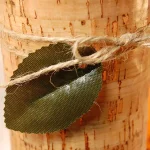 LUMABASE 4 in. Cork Wrapped Flameless LED Pillar Candles with Leaf and Jute Bow (Set of 2) thumbnail 4