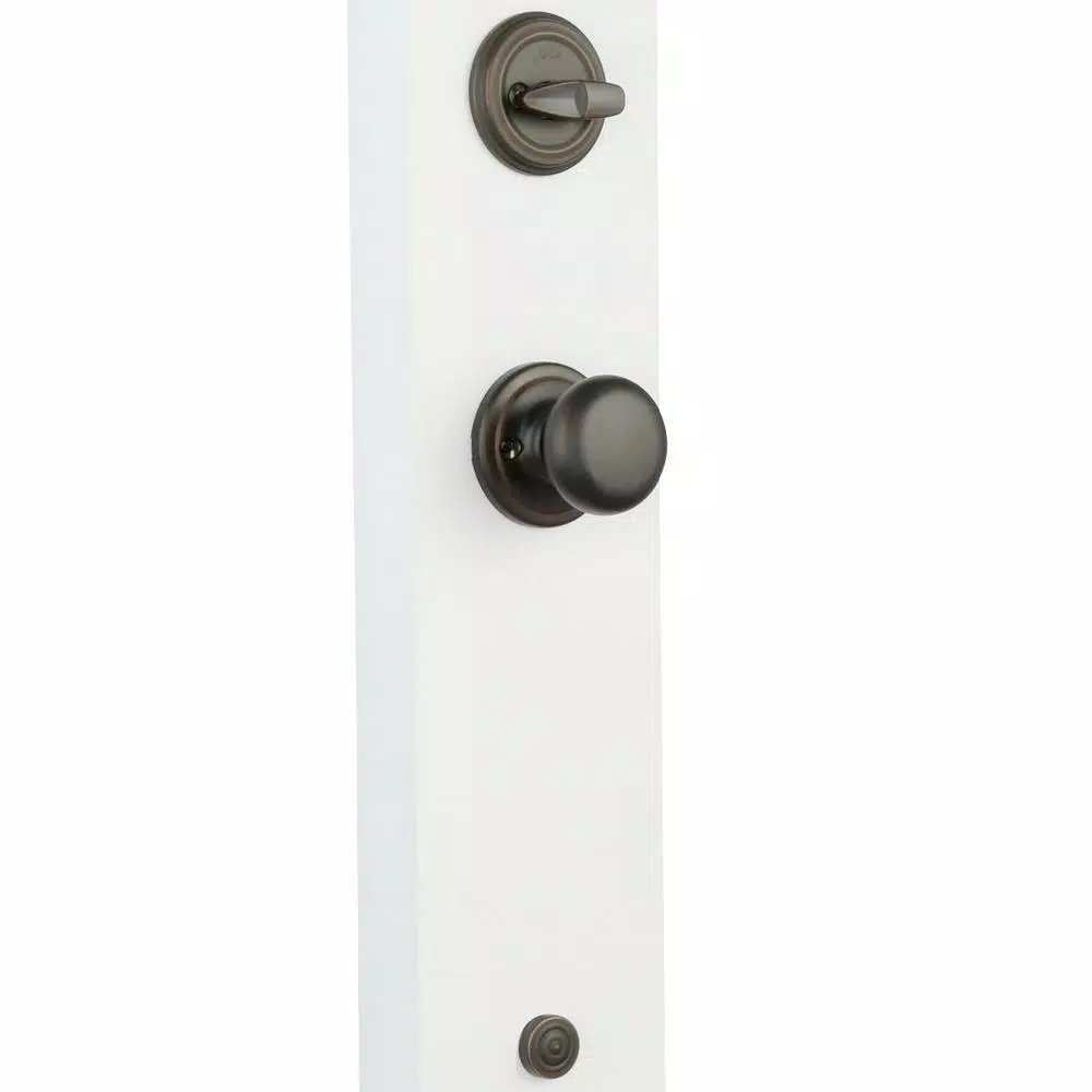 Kwikset Hawthorne Venetian Bronze Single Cylinder Handleset with Juno Knob and SmartKey Security