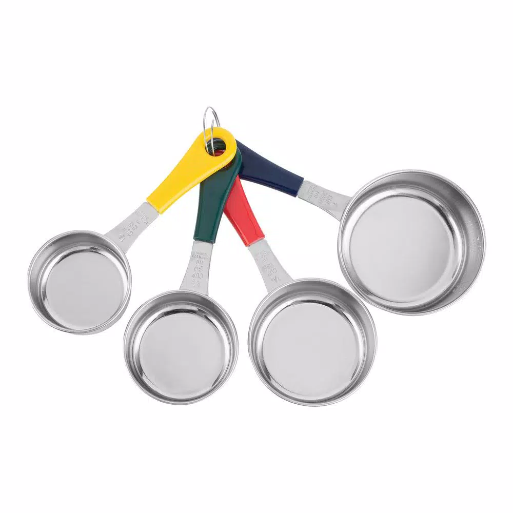 Fox Run 4-Piece Stainless Steel Measuring Cup Set with Color-Coated Handles