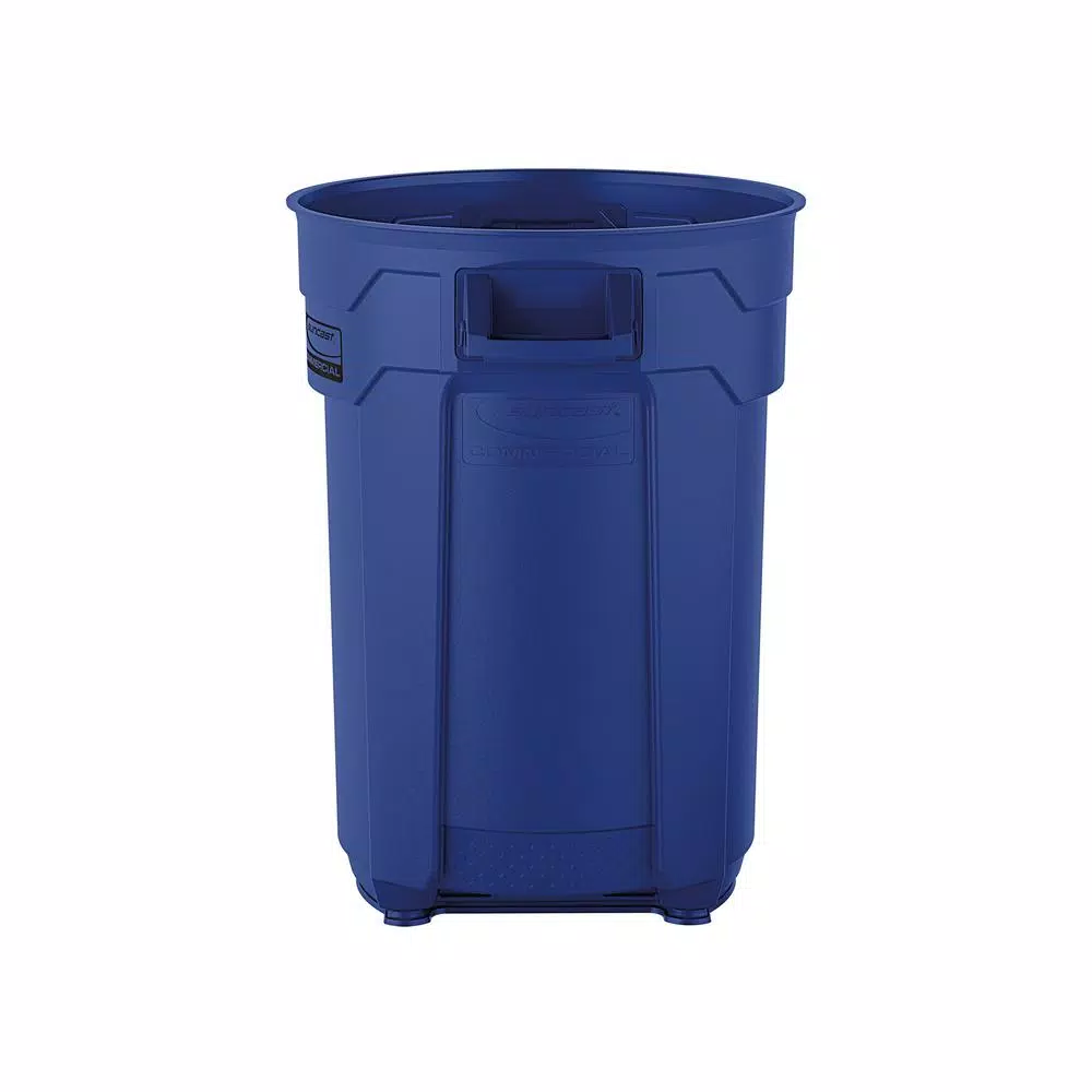 Suncast Commercial Suncast 44 Gallon Commercial Heavy Duty Resin Trash Can, Blue