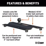 CURT Bent Plate 5th Wheel Rail Gooseneck Hitch with 2-5/16" Offset Ball thumbnail 9