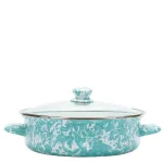 Golden Rabbit Sea Glass 5 Qt. Porcelain-Coated Steel Saute Pan with Glass Lid thumbnail 1