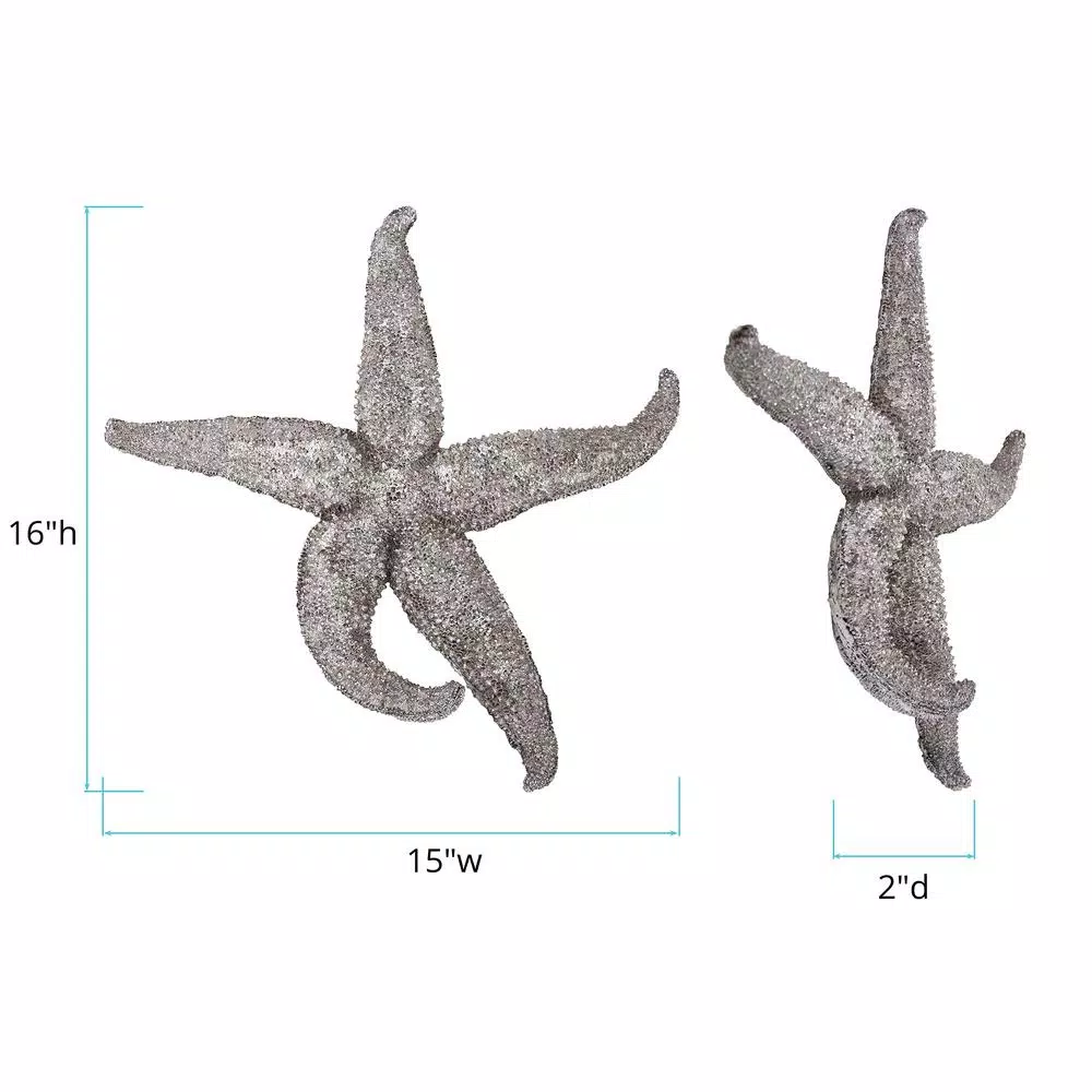 Unbranded Medium Starfish Wall Sculpture - Coastal Silver Pewter Resin Decor