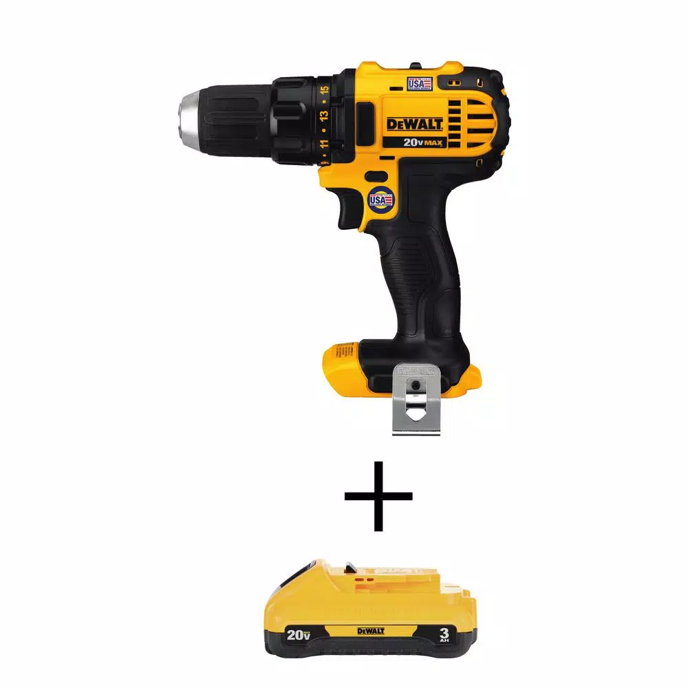 DEWALT 20V MAX Cordless Compact Drill Driver Kit with 3.0 Ah Li-Ion Battery