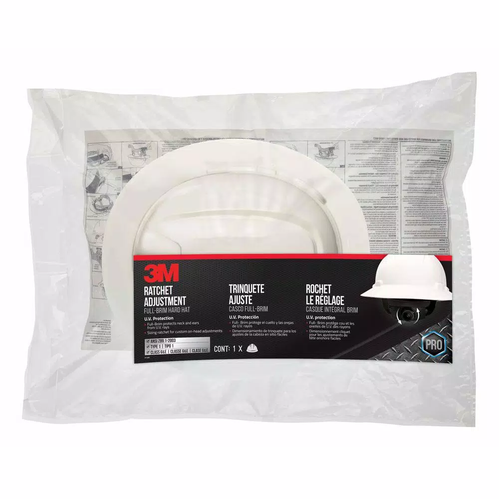 3M White Full Brim Non-Vented Hard Hat with Ratchet Adjustment, Case of 6