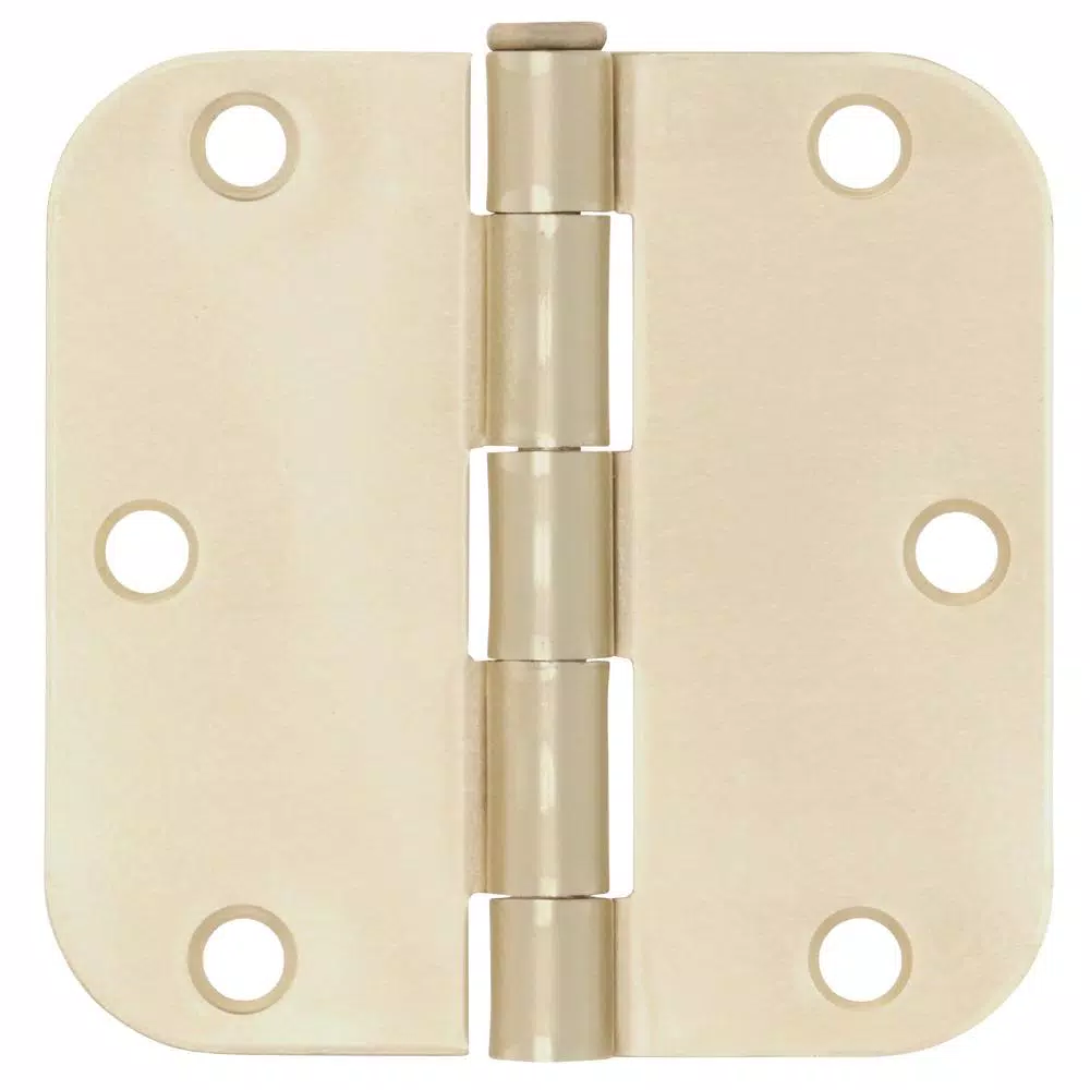 Everbilt 3-1/2 in. x 5/8 in. Radius Satin Brass Steel Butt Door Hinge, 24-Pack