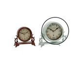 LITTON LANE 7 in. Burgundy Red and Mint Green Round Table Clocks with Scrollwork Base, Set of 2 thumbnail 5