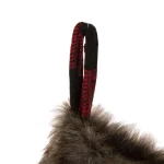 Glitzhome 21 in. Buffalo Plaid Christmas Stocking - Black and Red Polyester Fur thumbnail 5