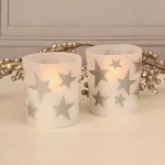 LUMABASE Silver Stars Frosted Glass LED Battery Operated Candles, 2-Count thumbnail 4