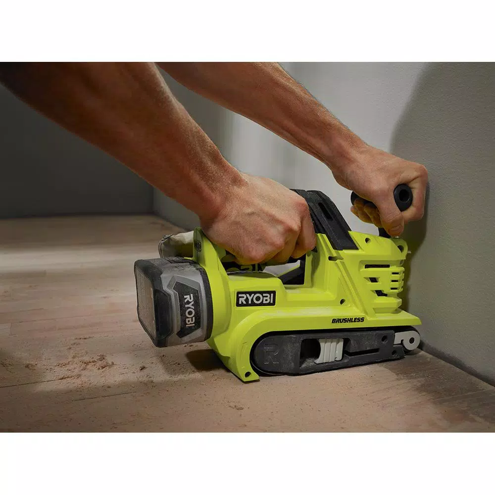 RYOBI 18V ONE+ Brushless 3 in. x 18 in. Cordless Belt Sander with 4.0 Ah Battery