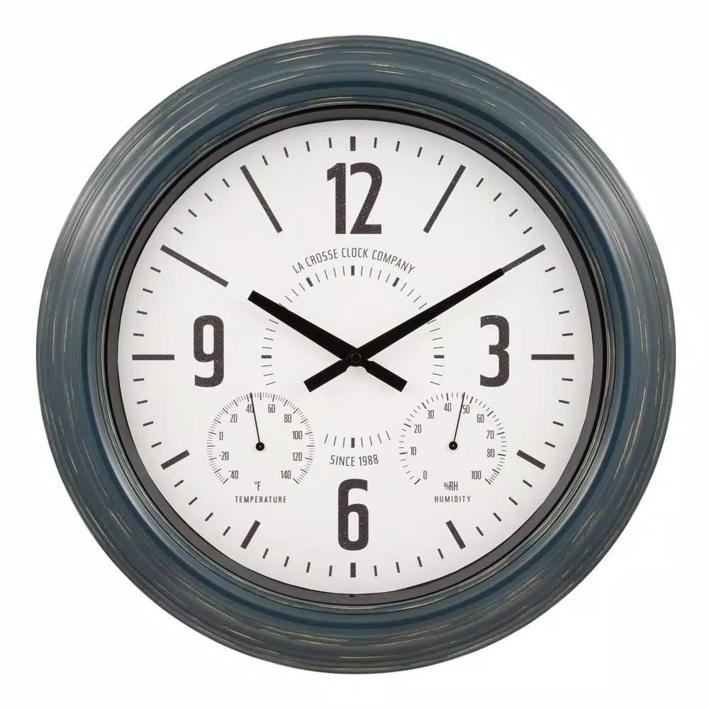 La Crosse Technology La Crosse Clock Company 18 in. Hamilton Metal Analog Quartz Indoor/Outdoor Wall Clock