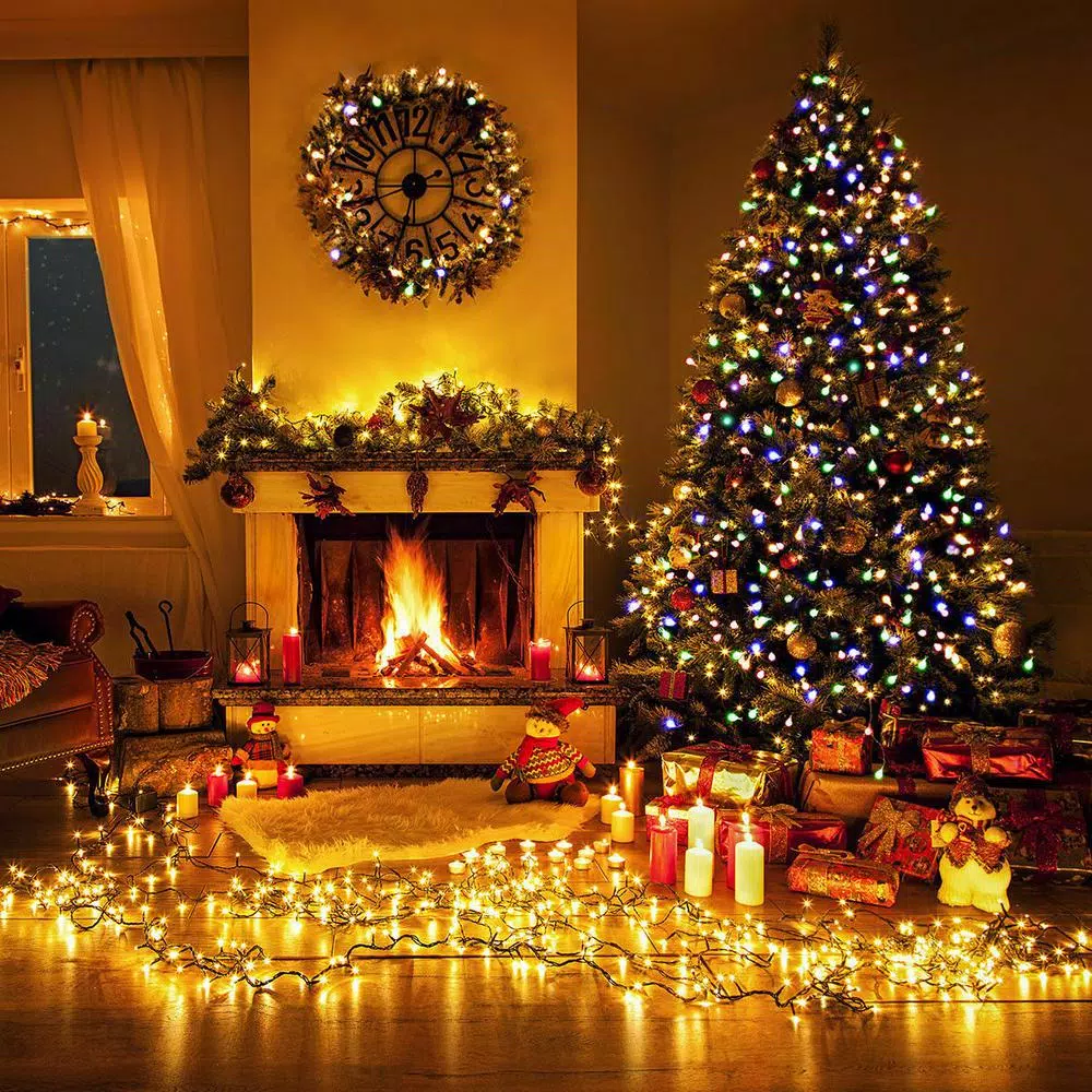 Costway 7.5 ft. Pre-Lit Artificial Christmas Tree with 550 Multi-Color LED Lights and Stand