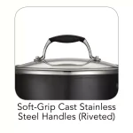 Tramontina Gourmet Ceramica Deluxe 3 Qt. Aluminum Ceramic Nonstick Sauce Pan with Glass Lid, Metallic Black thumbnail 5