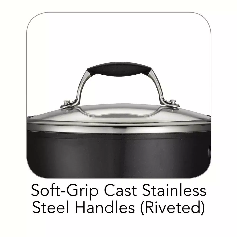 Tramontina Gourmet Ceramica Deluxe 3 Qt. Aluminum Ceramic Nonstick Sauce Pan with Glass Lid, Metallic Black