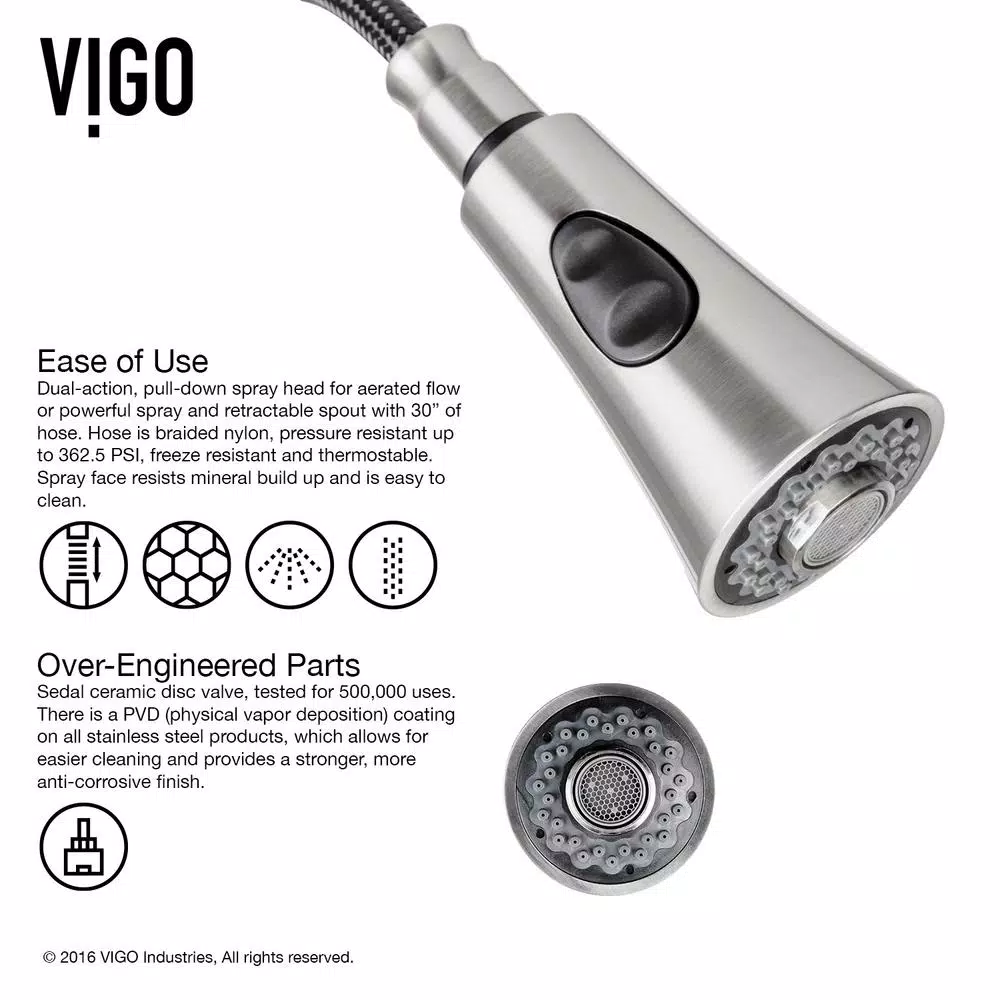 VIGO Aylesbury Single-Handle Pull-Down Kitchen Faucet with Soap Dispenser, Stainless Steel