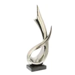 LITTON LANE Modern Reflections 17 in. Silver Porcelain Abstract Loop Sculpture with Black Base thumbnail 2