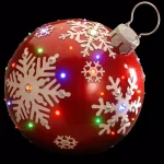National Tree Company 18 in. Pre-Lit Red Ball Ornament Sculpture with Multicolor LED Lights thumbnail 1