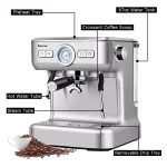 Costway Stainless Steel Semi-Auto Espresso Machine with Milk Frother Wand, 1500W Coffee Maker thumbnail 6