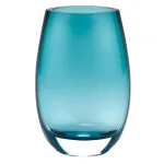 Badash Crystal Crescendo Peacock Blue European Mouth Blown Glass Oval Decorative Vase thumbnail 1