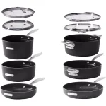 GRANITESTONE StackMaster 10-Piece Non-Stick Diamond Infused Aluminum Cookware Set with Glass Lids thumbnail 3
