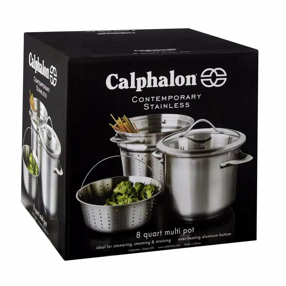 Calphalon Contemporary 8 Qt. Stainless Steel Multi-Pot with Glass Lid and Accessories