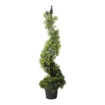Northlight 46.5 in. Artificial 2-Tone Boxwood Spiral Topiary Tree in Weighted Pot thumbnail 1