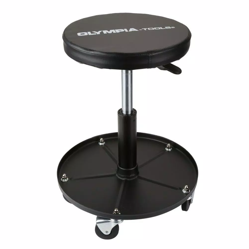 OLYMPIA Tools Heavy-Duty Adjustable Mechanic's Roller Seat with Tool Tray