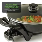 Ovente 13-Inch Non-Stick Electric Skillet with Tempered Glass Lid and Adjustable Temperature Control, Black thumbnail 7