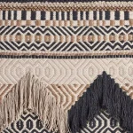 LR Home Trellis Beige and Charcoal Geometric Braided Fringed Wall Tapestry thumbnail 3