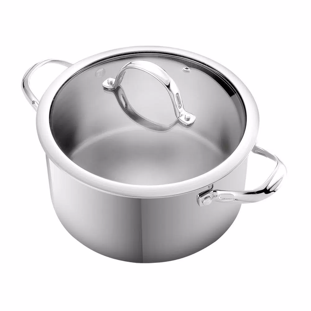 Cooks Standard 6 Qt. Stainless Steel Stock Pot with Tempered Glass Lid
