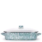 Golden Rabbit Sea Glass 10.5 qt. Enamelware Roasting Pan with Glass Lid thumbnail 1