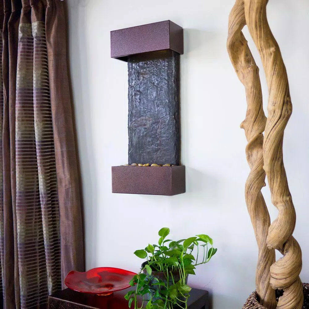 Water Wonders Small Nojoqui Falls Wall Fountain - Genuine Indian Rajah Slate with LED Lighting
