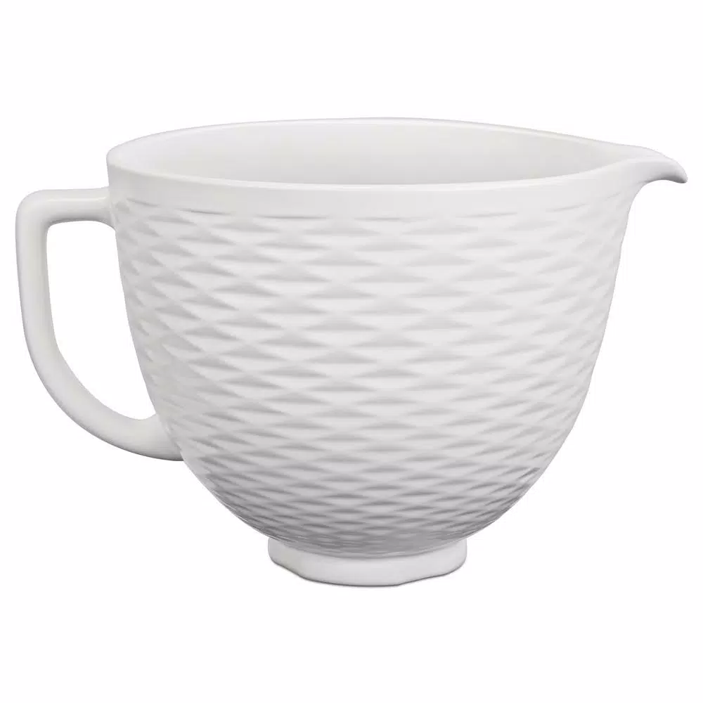 KitchenAid 5 Qt. White Chocolate Textured Ceramic Mixing Bowl for Tilt-Head Stand Mixers