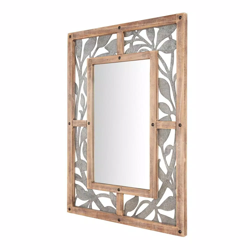 Home Decorators Collection Medium Rectangle Wood & Metal Antiqued Farmhouse Accent Mirror